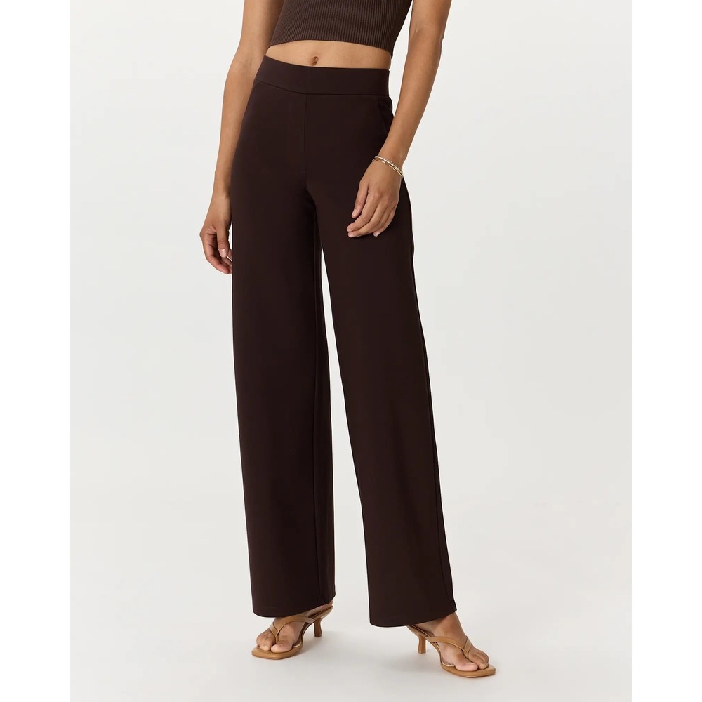 Quince Ultra-Stretch Ponte Wide Leg Pants Espresso Brown Small